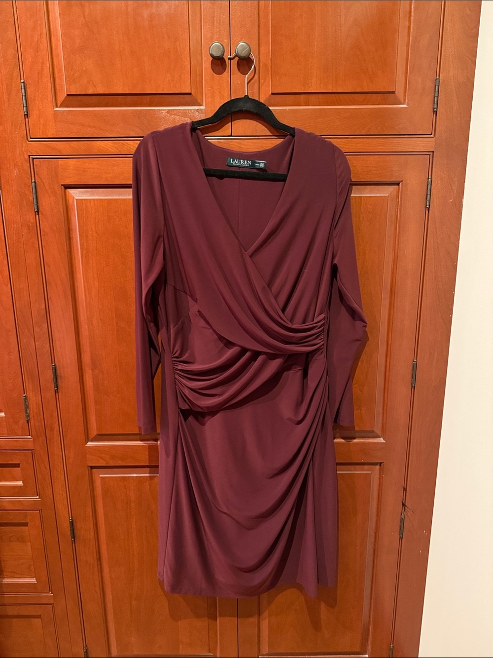 Lauren Ralph Lauren Burgundy Ruched Dress